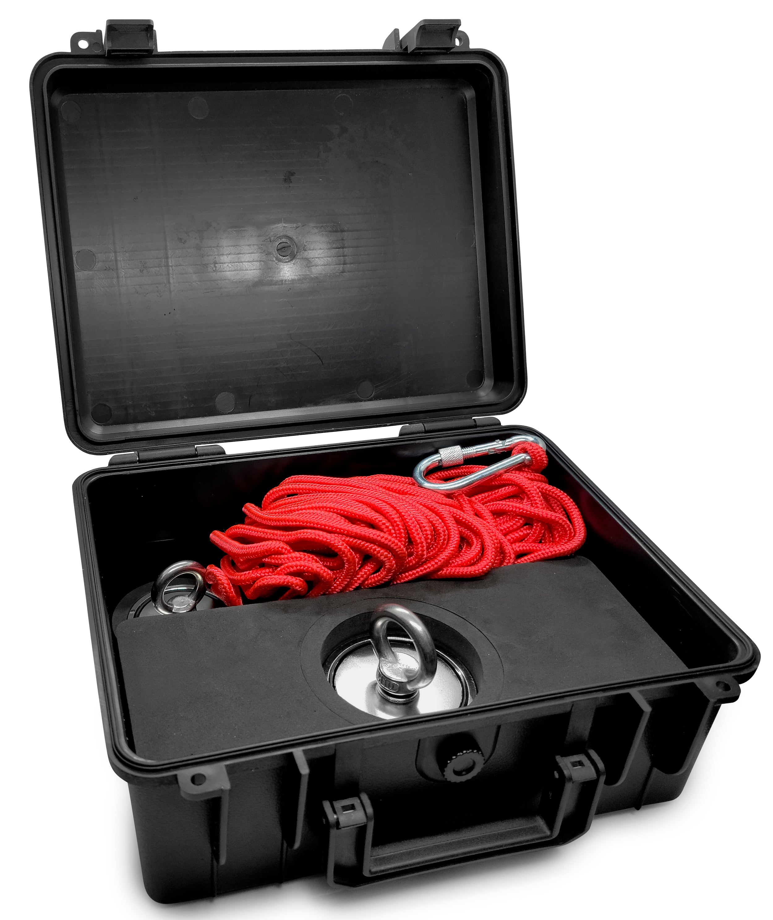 Brute Box Junior (300 LB Pull 2.36 Neodymium Magnet + Rope + Carabiner +  Threadlocker)